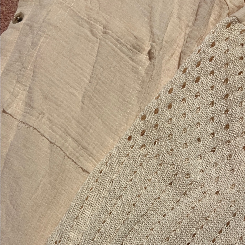 Pink Lily Cream Button Down Shirt - Picture 2 of 3